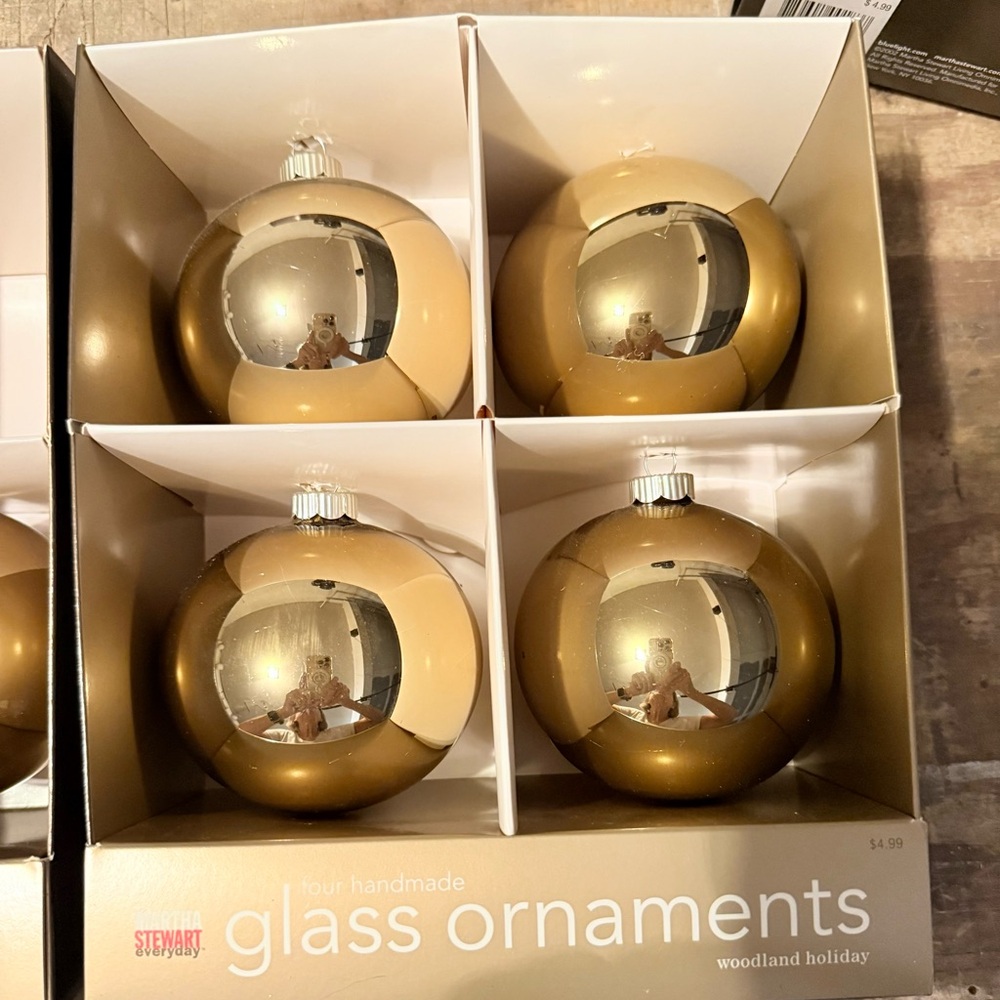 Martha Stewart Metallic Gold Ornaments - Set of 4 plus 2